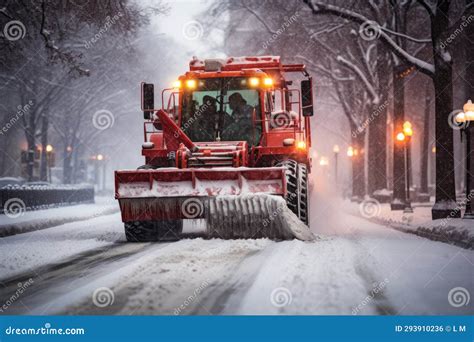 Snow Plow Truck Clearing Road After Winter Snowstorm Stock Illustration Illustration Of Road