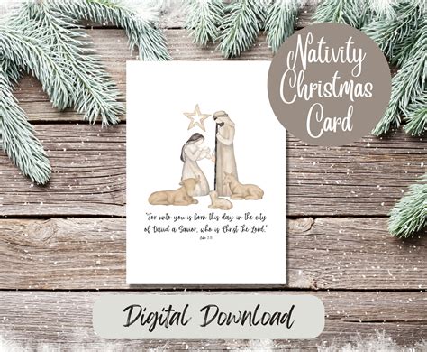 Nativity Scene Christmas Scripture Verse Card Digital Download ...