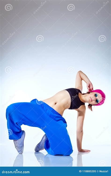 Hip Hop Woman Dancing In Studio Stock Image Image Of Happiness