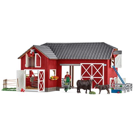 Schleich Farm Animal Toys and Playsets - Farm World Red Barn Set with