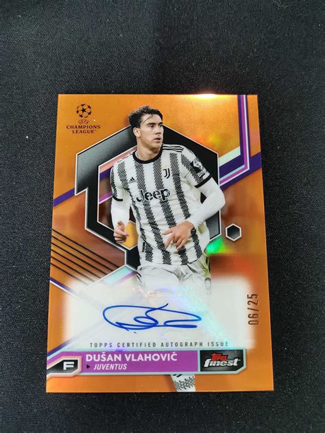 （怪兽拍卖 ）gsw B67 2022 23 Topps Finest Dušan Vlahović 欧冠 尤文图斯 弗拉霍维奇 25编 橙折