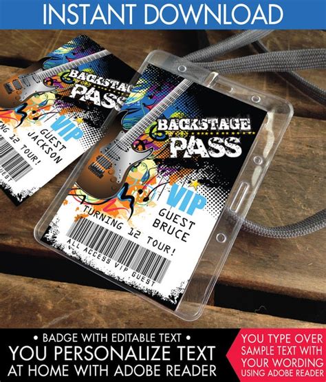 Rockstar Party Backstage Pass Vip Badgeparty Like A Rockstarrock N