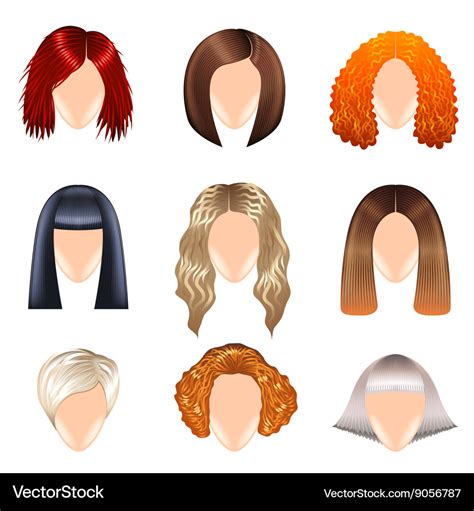 Woman Hairstyle Icons Set Royalty Free Vector Image