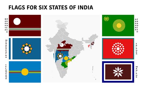 Download Flags For Six Indian States Emblem Full Size Png Image