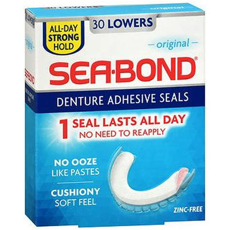 Sea Bond Secure Denture Adhesive Seals Original Lowers 30 Count