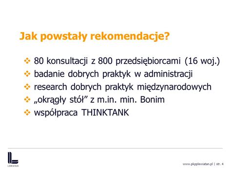 Efektywna współpraca administracji i biznesu Prezentowane rekomendacje