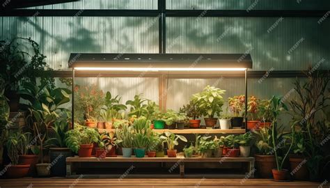 Premium Photo | Greenhouse with plants and glass walls