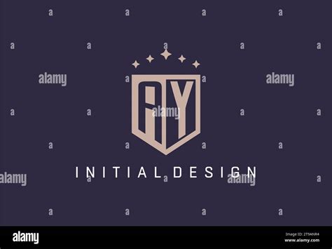 Ay Initial Shield Logo Icon Geometric Style Design Inspiration Stock