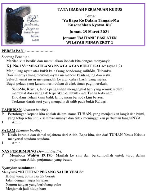 Tata Cara Ibadah Perjamuan Kudus 29 Maret 2024 Pdf