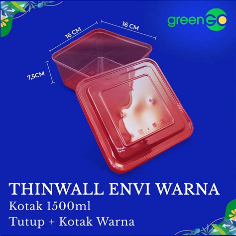 Jual THINWALL 1500ML SET TUTUP FULL WARNA ISI 25 SET MERK ENVI THINWALL