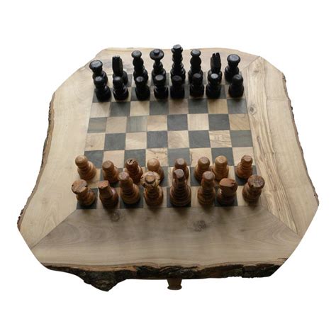 Handmade Chessboard Natural Olive Wood Chess Set Board With Rustic