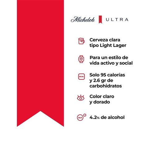 Cerveza Michelob Ultra 6 Botellas De 355ml Cada Uno Chedraui