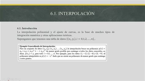 6 1 Métodos numéricos Interpolación polinomial y ajuste de curvas