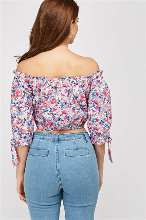 Floral Off Shoulder Crop Top Off Shoulder Top