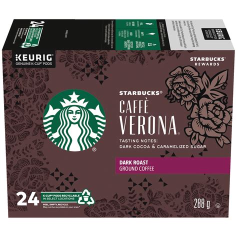 Keurig Starbucks Dark Roast Verona K Cup Coffee Pods 288 G 24 Pk