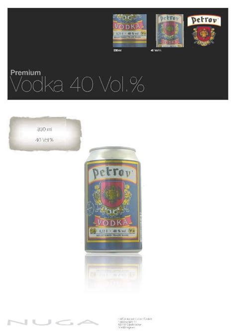 Vodka PETROV 40 VOL% 0,35 ltr./Softbag products,Germany Vodka PETROV 40 ...
