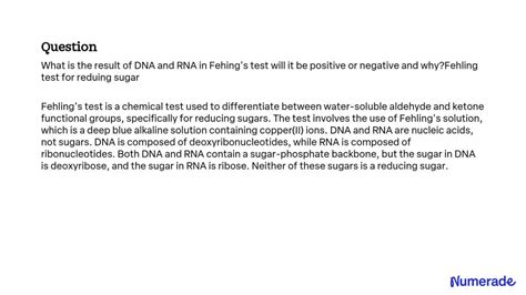 Solved What Is The Result Of Dna And Rna In Fehlings Test Will It Be