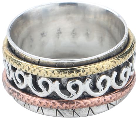 Sterling Silver Three Tone Meditation Spinner Ring