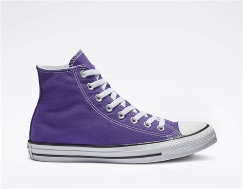 Classic Converse Purple All Star High Top Shoe Covering The