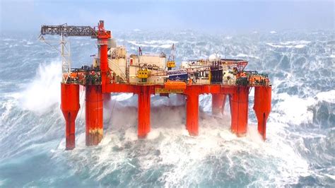 Oil Rigs Caught In Monster Waves YouTube