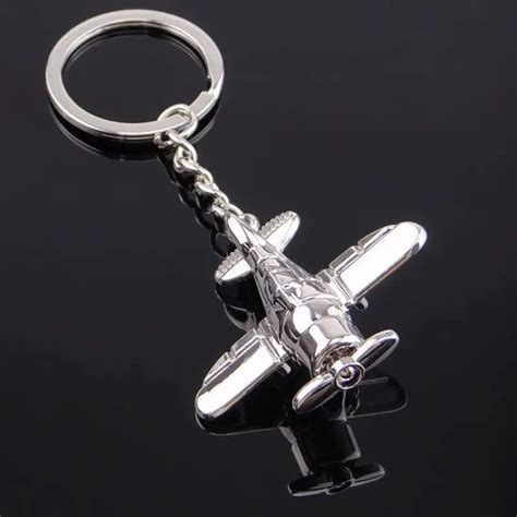 Aircraft Keychain Pfs Combat Flying Machine Rotating Metal Keychain