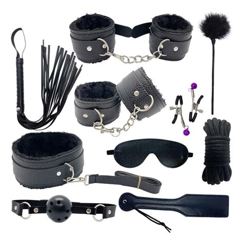 Sexy Bdsm Kits Plush Sex Bondage Set Sex Games Whips Gag Nipple Clamps