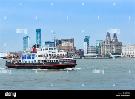 Mersey Ferry Royal Iris With Liverpool Waterfront Behind Including The