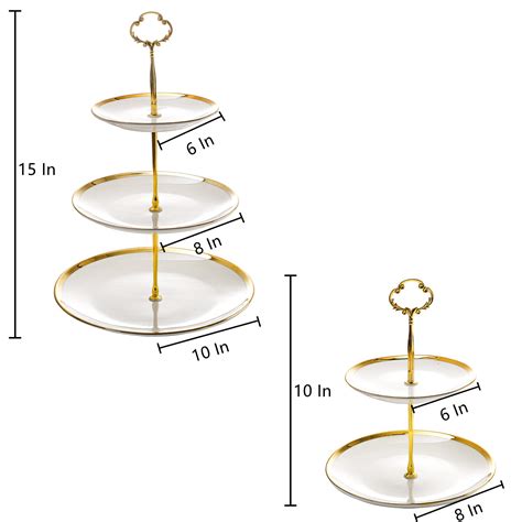 Frcctre Set Of 2 Ceramic Cupcake Stand 3 2 Tier Porcelain Dessert