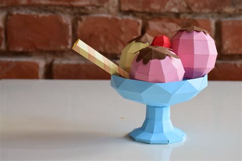 Papercraft Ice Cream Pdf Template Etsy