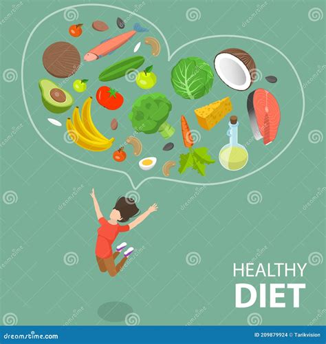 3d Isometric Flat Vector Conceptual Illustration Of Healthy Diet Stock