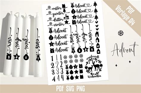 Kerzentattoo Weihnachten PDF Plotterdatei Weinachten Advent Schmuck