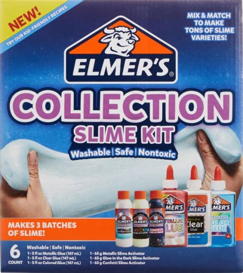 Elmers Collection Slime Kit Translucent And Metallic Glue Glow In The