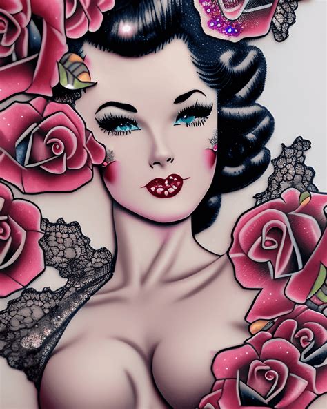 Pin Up Boudoir Showgirl Burlesque Roses And Lace Landscape Gel