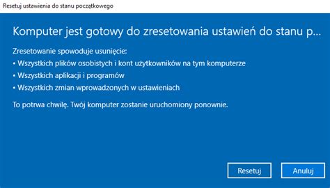 Przywracanie Windows Do Ustawie Fabrycznych