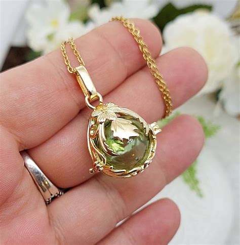 Gold Color Floral Teardrop Locket Necklace Cremation Urn Etsy