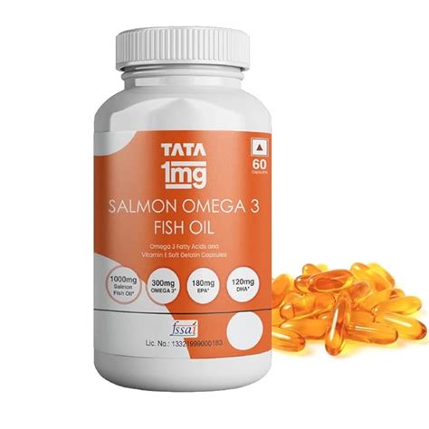 TATA 1mg Salmon Omega 3 Fish Oil 1000mg Fish Oil Capsule With Omega 3