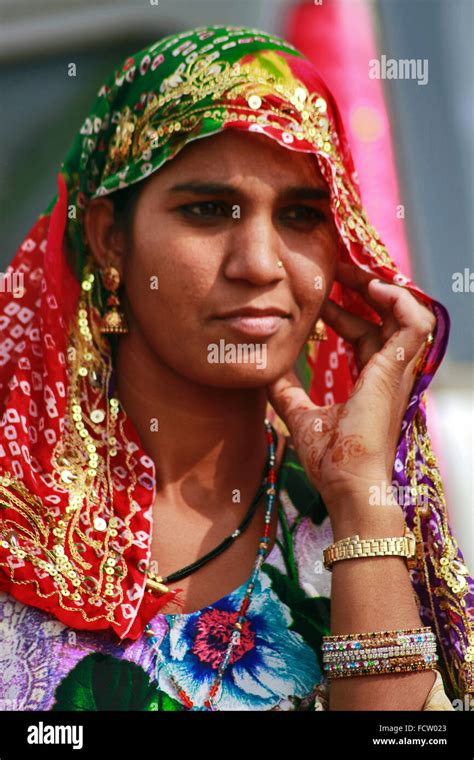 Rajasthani Woman In Traditional Outfit Pushkar Ajmer Rajasthan