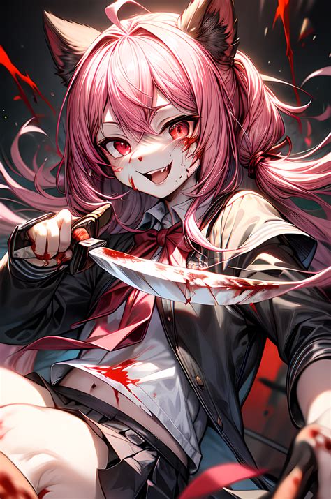 Ai Art Yandere Black Cat Girl By Cyber Wolf Pixai