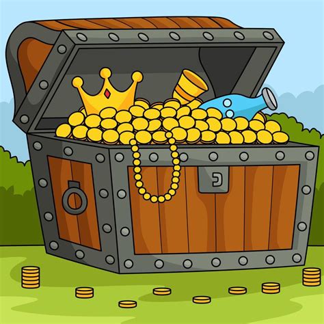 Big Treasure Chest Colored Cartoon Illustration 7066700 Vector Art At