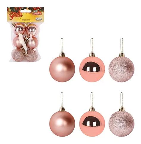 Enfeite Bola Arvore De Natal Rose Cm Un Mercadolivre