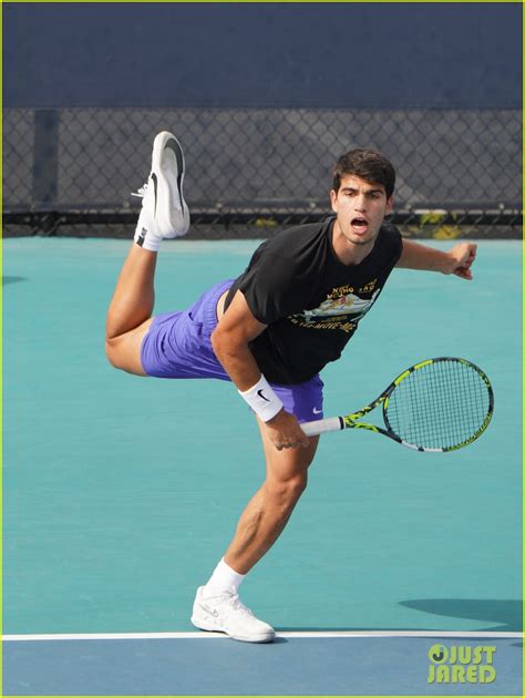 Tennis Teenage Sensation Carlos Alcaraz Hits The Practice Court Before