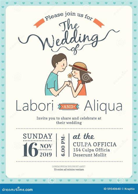 Cute Groom And Bride Cartoon Wedding Invitation Card Cartoondealer