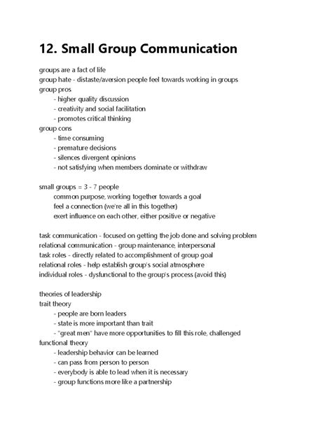 12 Small Group Communication 12 Small Group Communication Groups Are A Fact Of Life Group