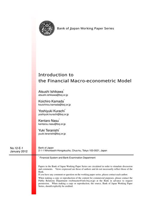 Pdf Introduction To The Financial Macro Econometric Model