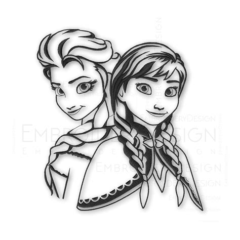 Frozen Princess Anna And Elsa Embroidery Machine Design File Pattern ...