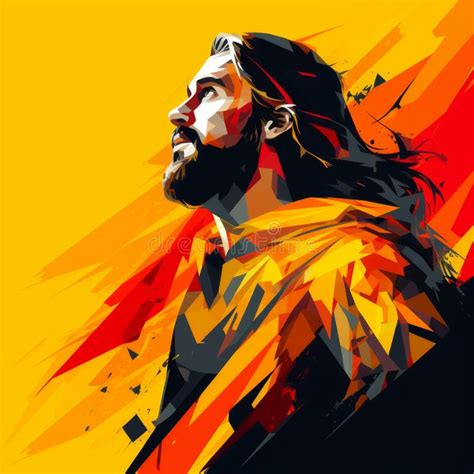 Jesus with Long Hair and Beard on an Abstract Background Stock ...