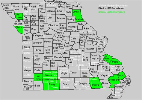 1850 Missouri County Map Layton Surname