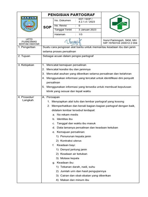 Sop Pengisian Partograf Pdf