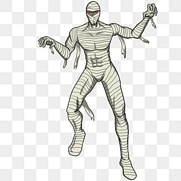 Standing Red Eyed Mummy In Half Squatting Clipart Mummy Clip Art