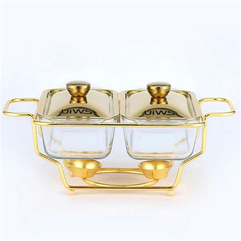 Catering Buffet Servers And Heaters Stainless Steel Hot Pot Buffet Set With Glass Viewing Lid